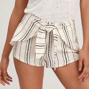 Billabong White Striped Tie-Front Shorts